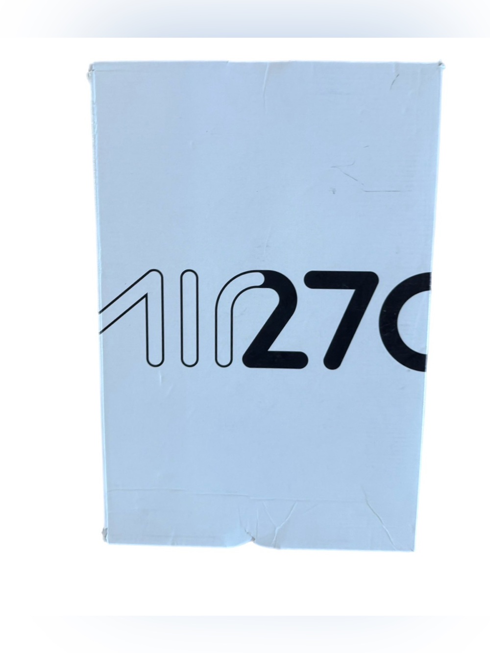 Nike Air Max 270 shoebox featuring large black branding on the lid.